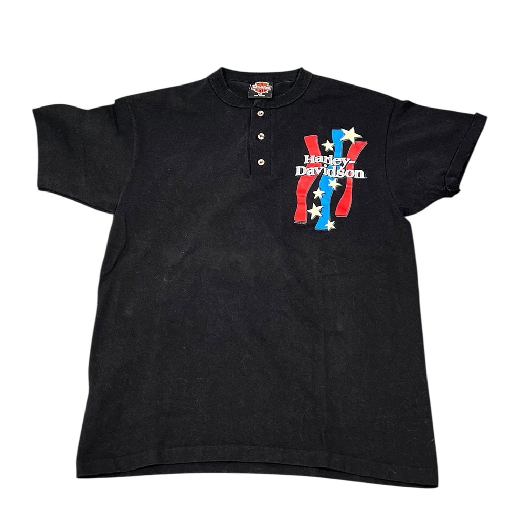 1993 Harley Davidson Henley T Shirt
Medium Black Downtown Seattle Washington USA